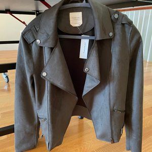 Harper brand, olive green, faux suede Moro Jacket from Francesca’s